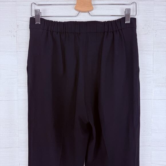 Aritzia Babaton Size 6 Conan Cropped Ankle Pant Pull On Black Trousers Crepe - Picture 5 of 13